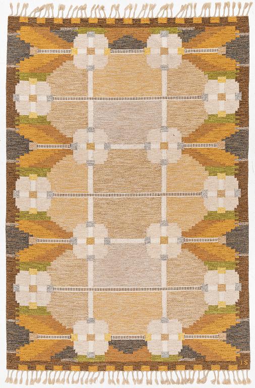 Ingegerd Silow, a flat weave carpet, 'Dellen', c. 286 x 196 cm, signed IS.