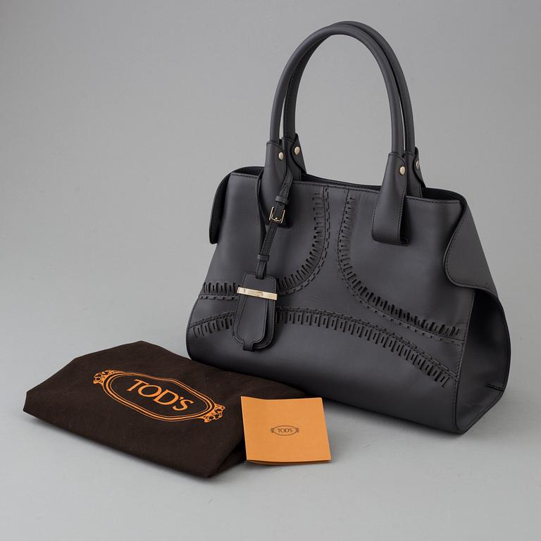 A grey leather tote bag by Tod's.