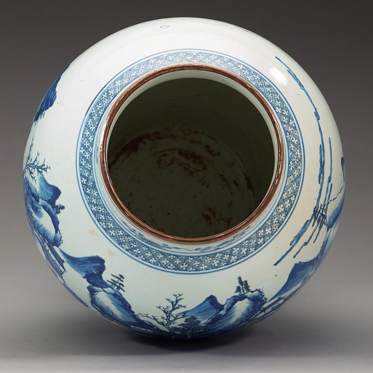 A large blue and white jar, Qing dynasty, Jiaqing (1796-1820).