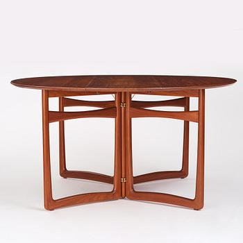 Peter Hvidt & Orla Mølgaard Nielsen, a teak gate leg dining table, France & Son, Denmark, 1950s-1960s.