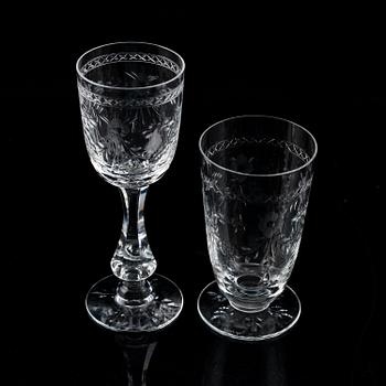 A crystal glass service, 44 parts, 20th century.