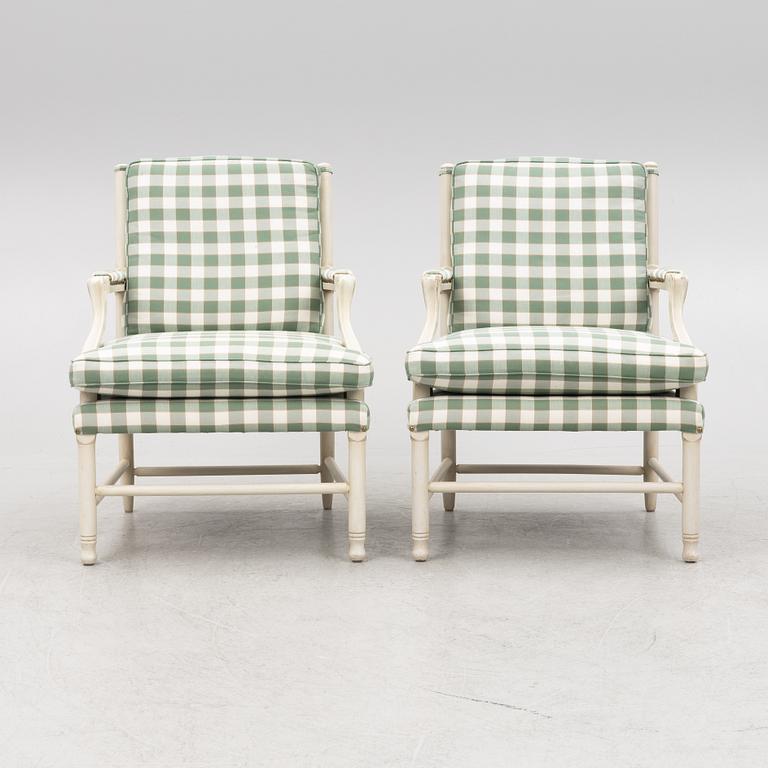 A pair of Gripsholm model armchairs, late 20th Century.