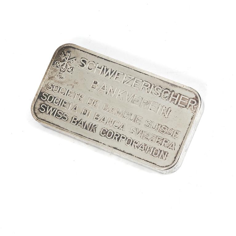 Silvertacka, 100 gram, silverhalt 999, Schweiz.