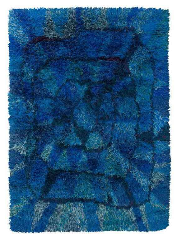 CARPET. "Blå månen". Knotted pile. 252 x 177 cm. Designed by Viola Gråsten in 1949, NK Textilkammare.