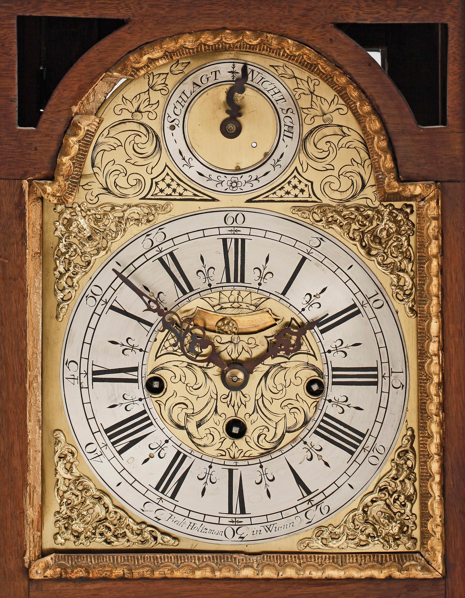 BIBLIOTEKSUR, spindelgång, kvartsslag, Balthasar Holtzman, Wien (levnadsår ca1722-1754).