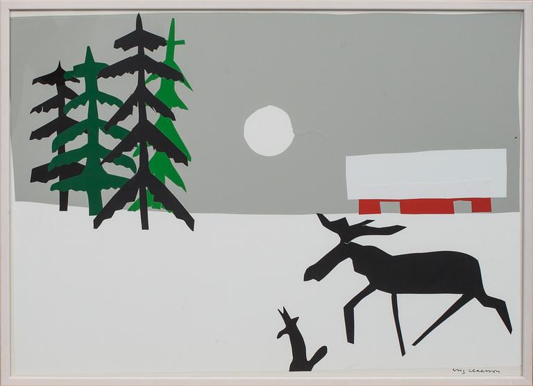 STIG CLAESSON (SLAS), collage, signerad.