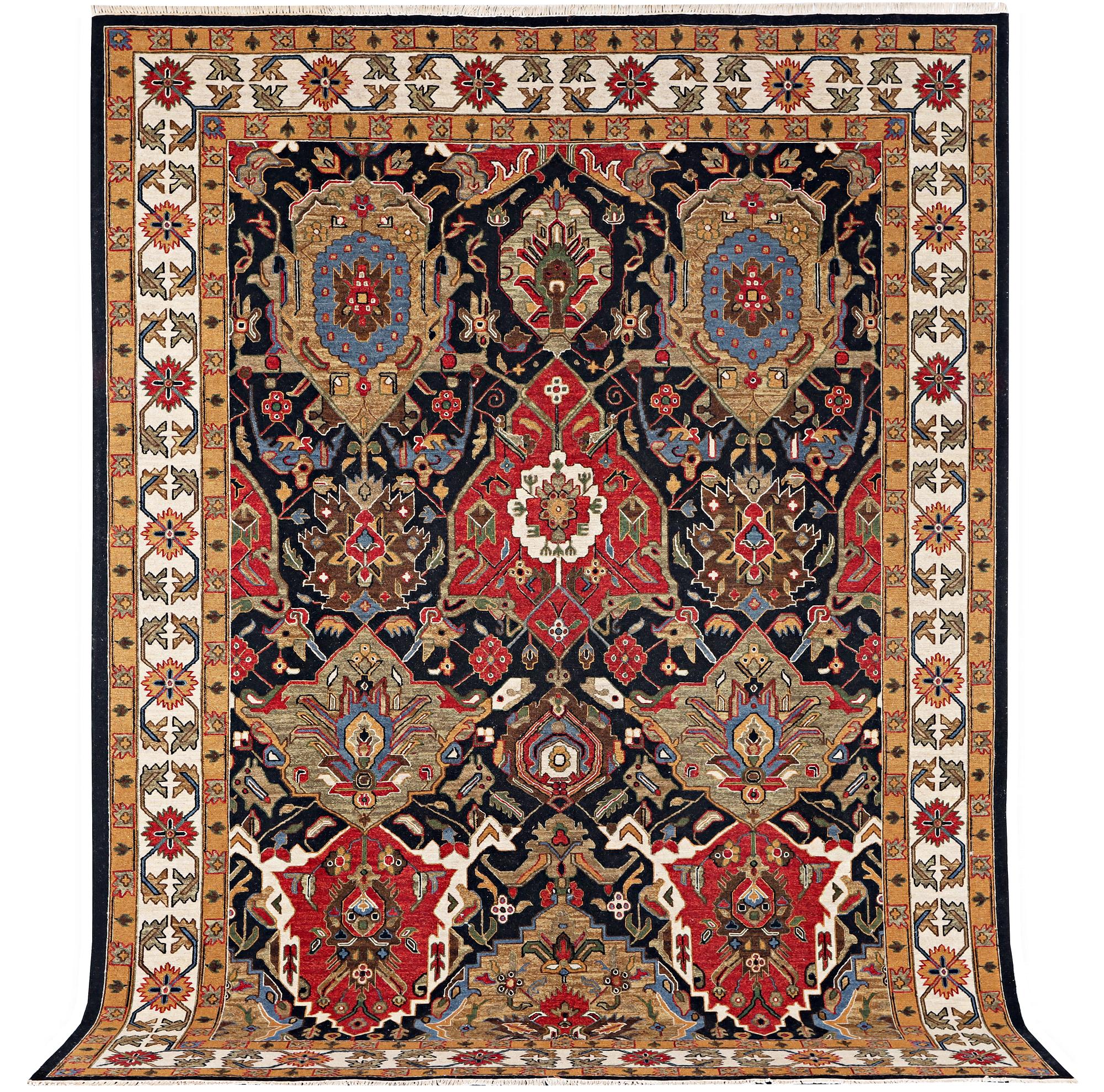 An oriental carpet with Mamluk design, c. 364 x 276 cm.