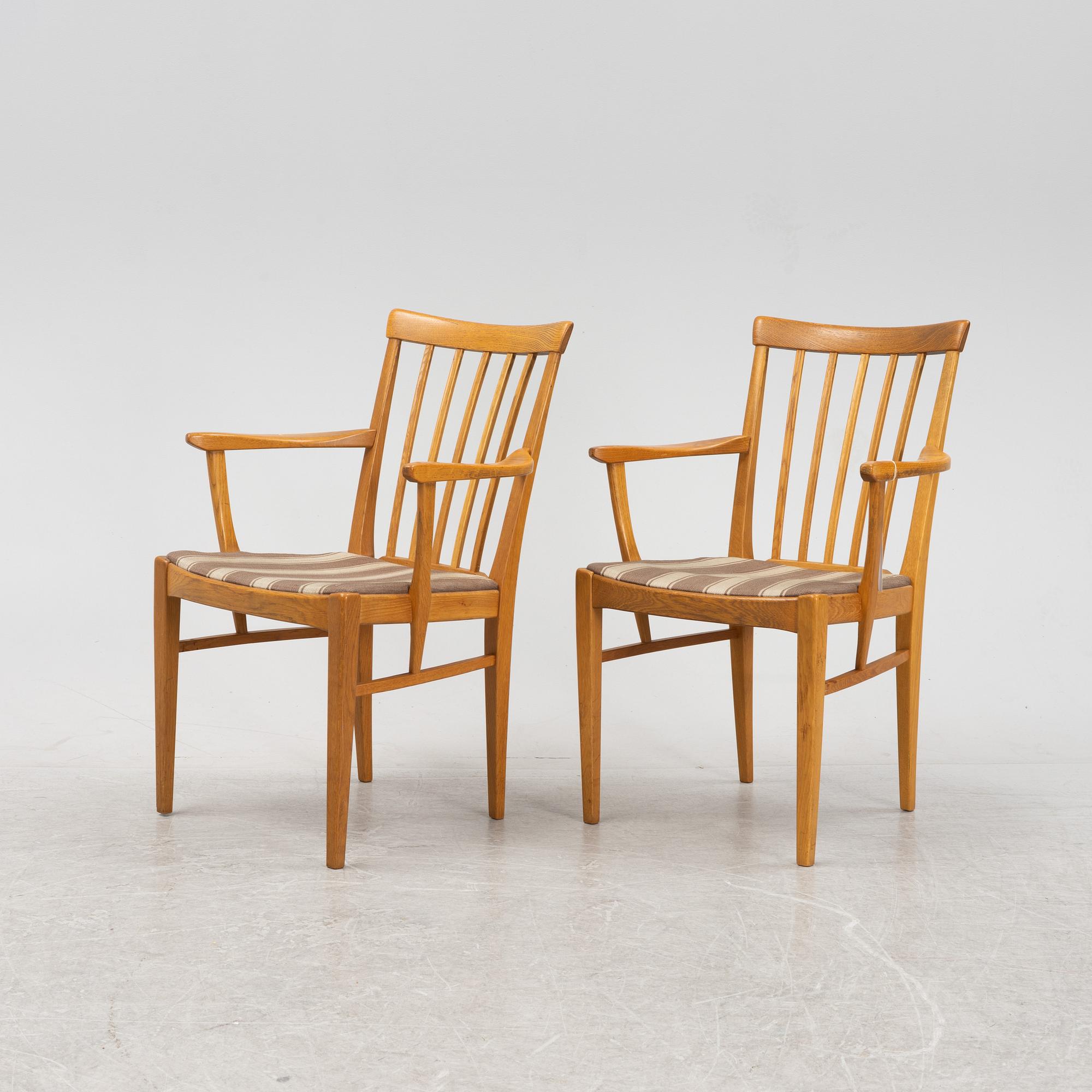A pair of 'Vardags' oak armchairs by Carl Malmsten, second half of the 20th Century.