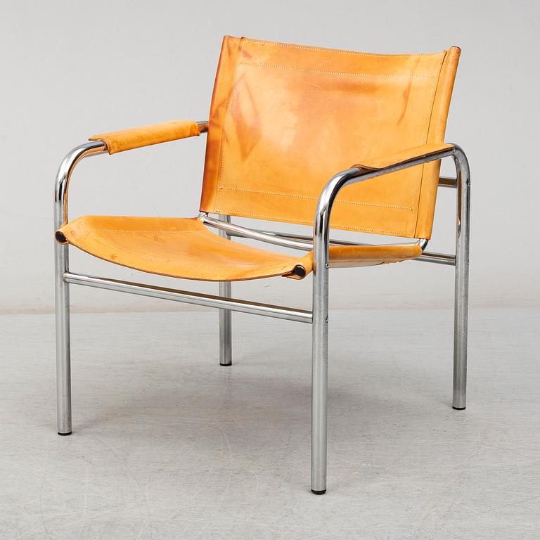 TORD BJÖRKLUND, a 'Klinte' leather and tubular steel easy chair from IKEA, 1970's.