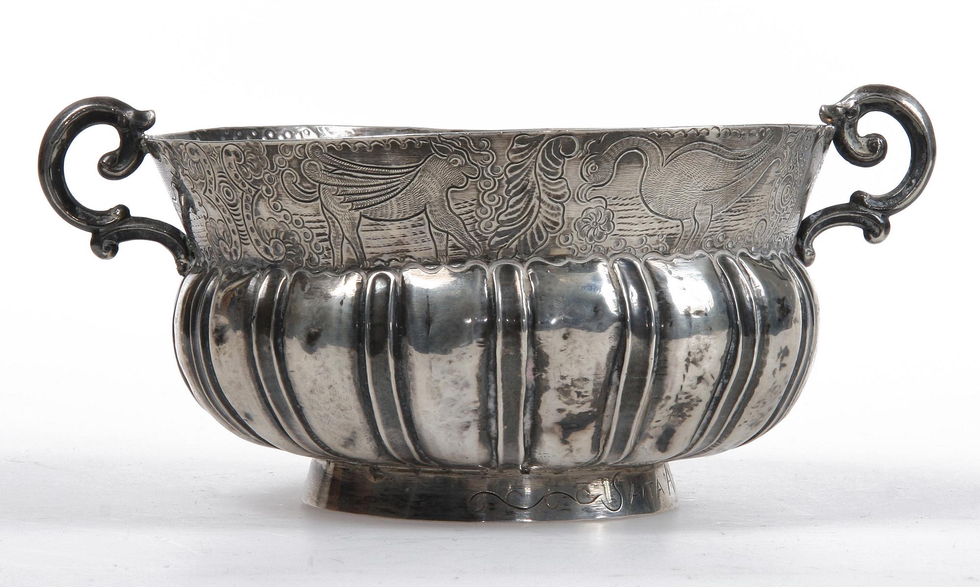 SKÅL, silver, barock/barockstil. Vikt ca 583 gr.