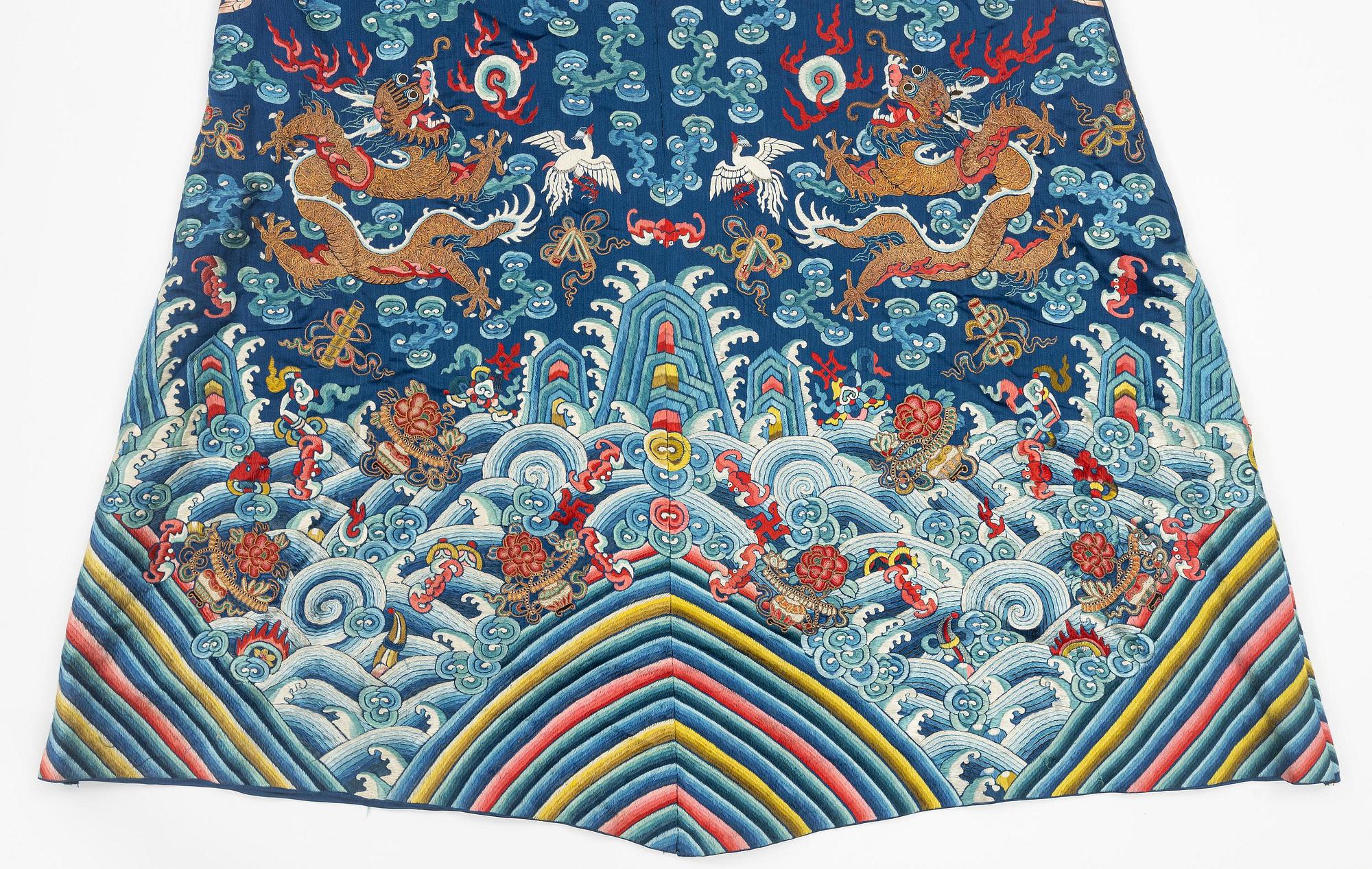 Rock, broderat siden. Qingdynastin.