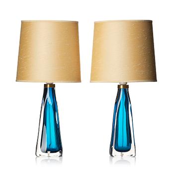 Carl Fagerlund, a pair of table lamps model "RD 1323", Orrefors, 1950s-60s.