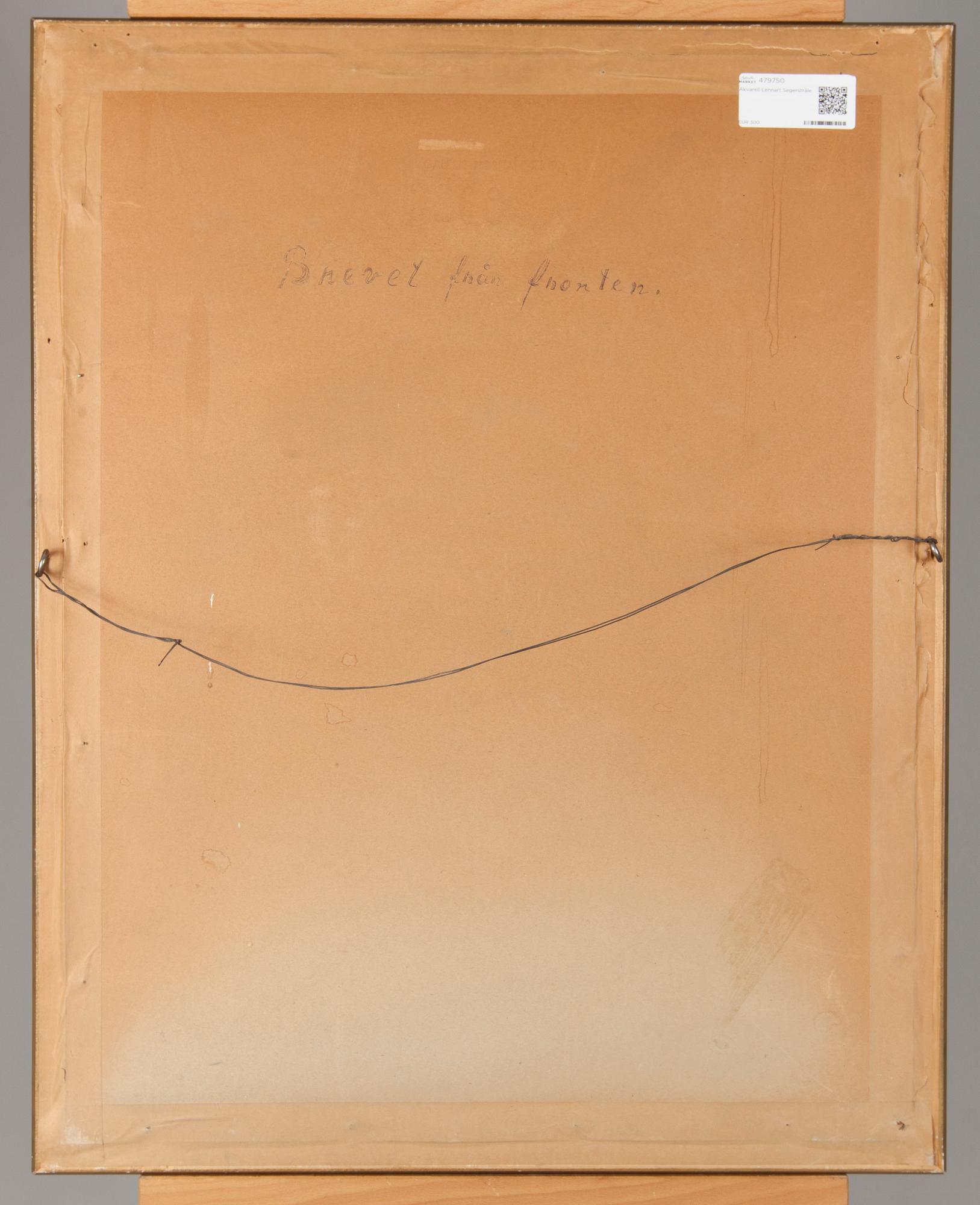 LENNART SEGERSTRÅLE, akvarell, signerad och daterad 1944.