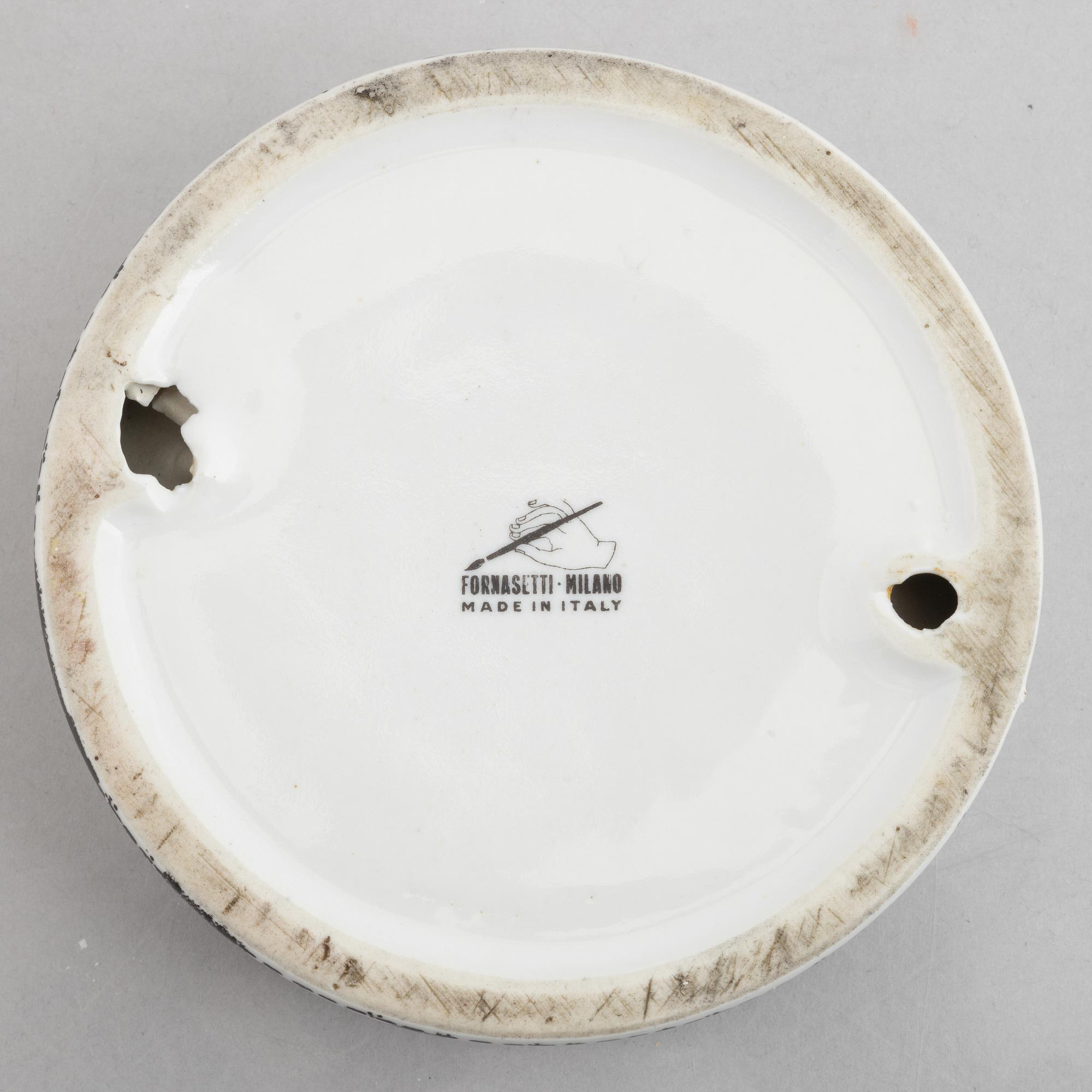 Piero Fornasetti, two ashtray, Milan, Italy.