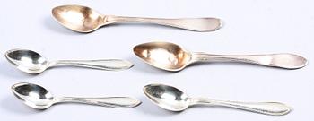 BESTICKSERVISDELAR, 9 st, silver, bla GAB 1900-talets första hälft resp Johan Fredrik Björnstedt, Stockholm 1822.