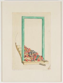 STEN EKLUND, etching with watercolour, 1978, signed.