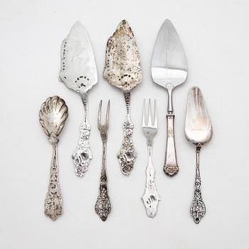 Uppläggningsbestick, 7 delar, silver, 1900-talets mitt.