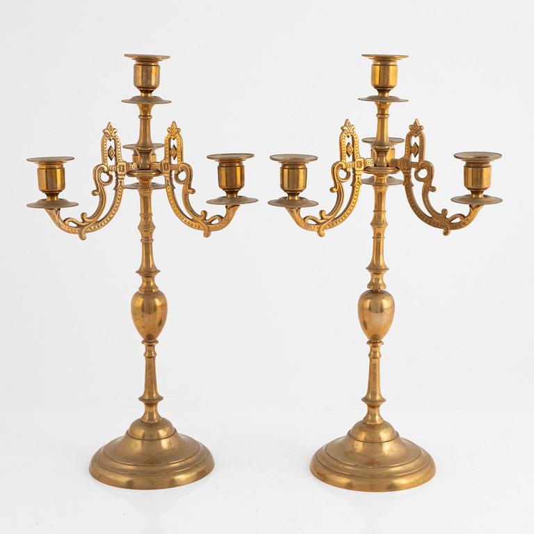 A pair of brass candelabra, Gusum, circa 1900.