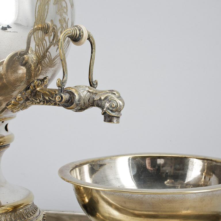 SAMOVAR, 3 delar, nysilver, Plewkiewicz, Warsawa, 1800-talets slut.