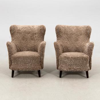Armchairs, a pair from the 1940s.