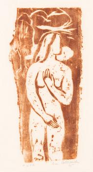 Ina Colliander, träsnitt, signerad och daterad 45, märkt t.p.l'A.