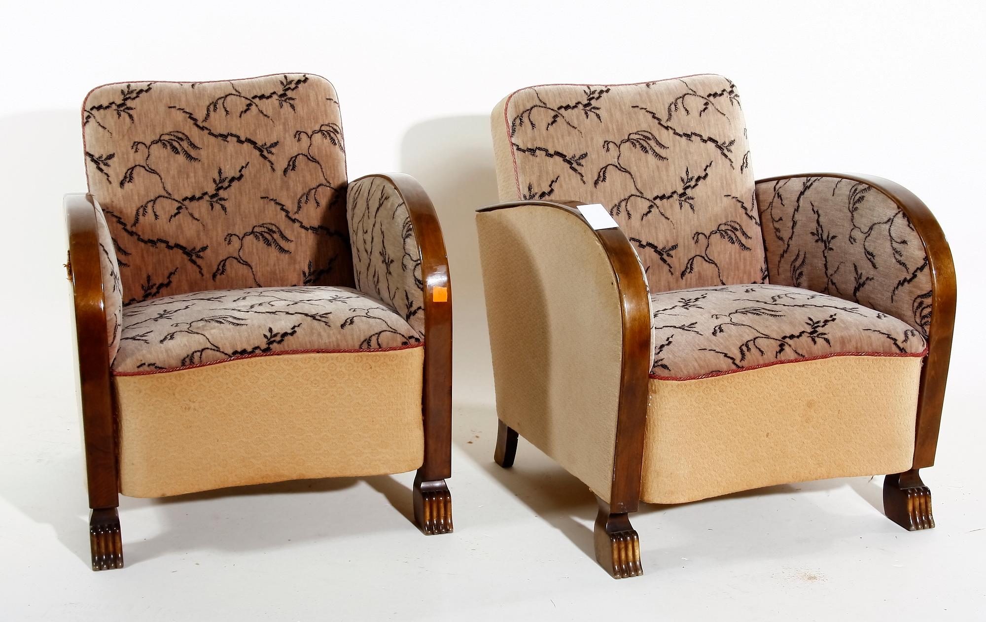 SOFFA samt FÅTÖLJER, 3 delar, 1930-tal.