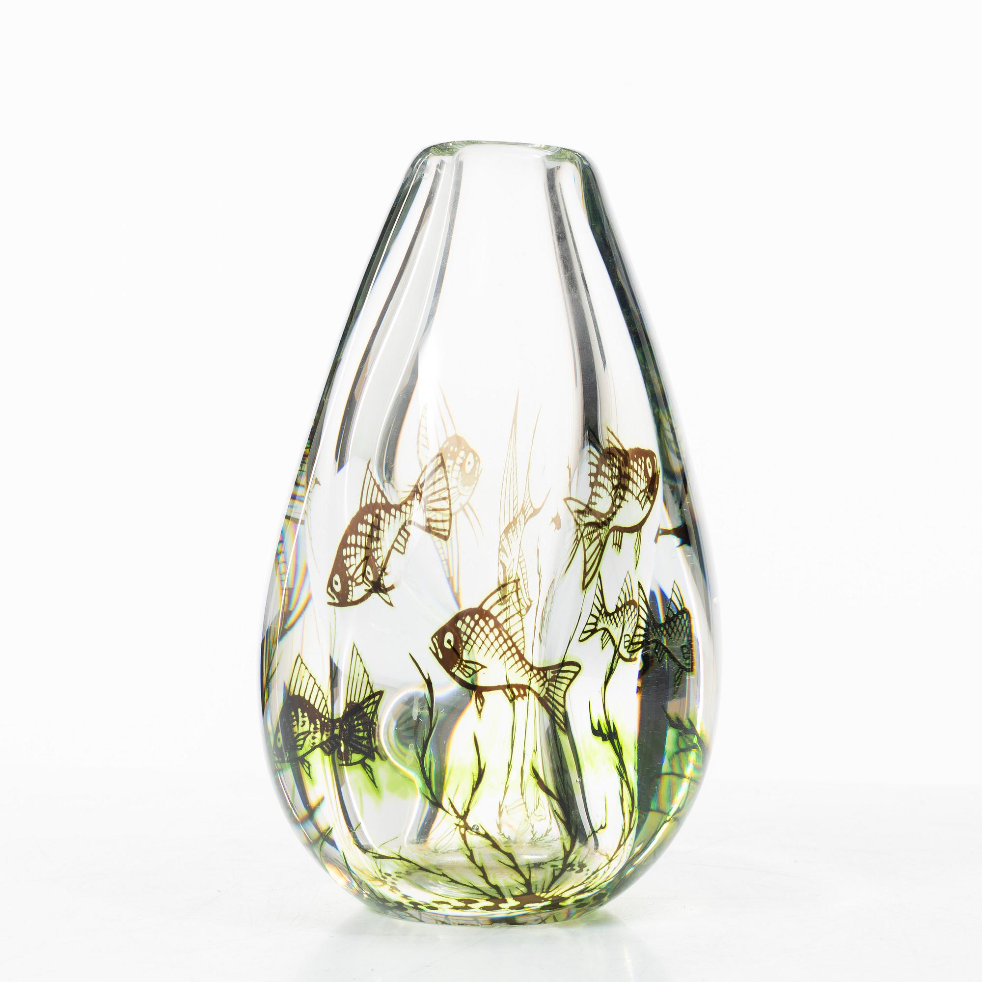 Edward Hald, a 'fiskgraal' vase, Orrefors, Sweden, signed.