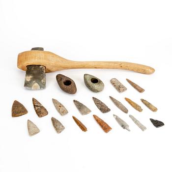 A collection of twenty five neolithic objects.
