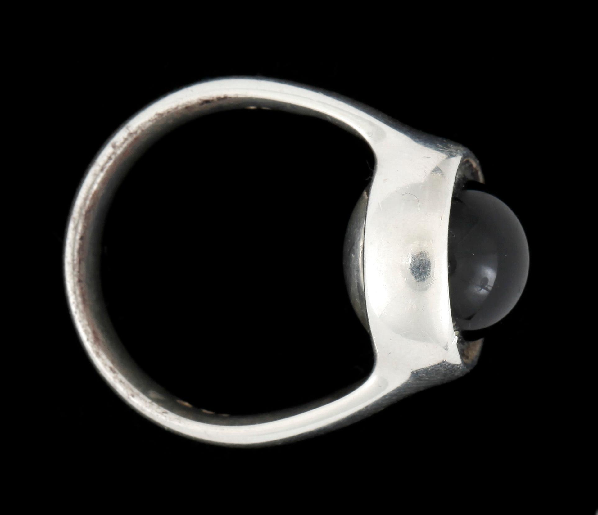 RING samt HÄNGE MED KEDJA, sterling silver samt svart agat, Georg Jensen, Danmark.