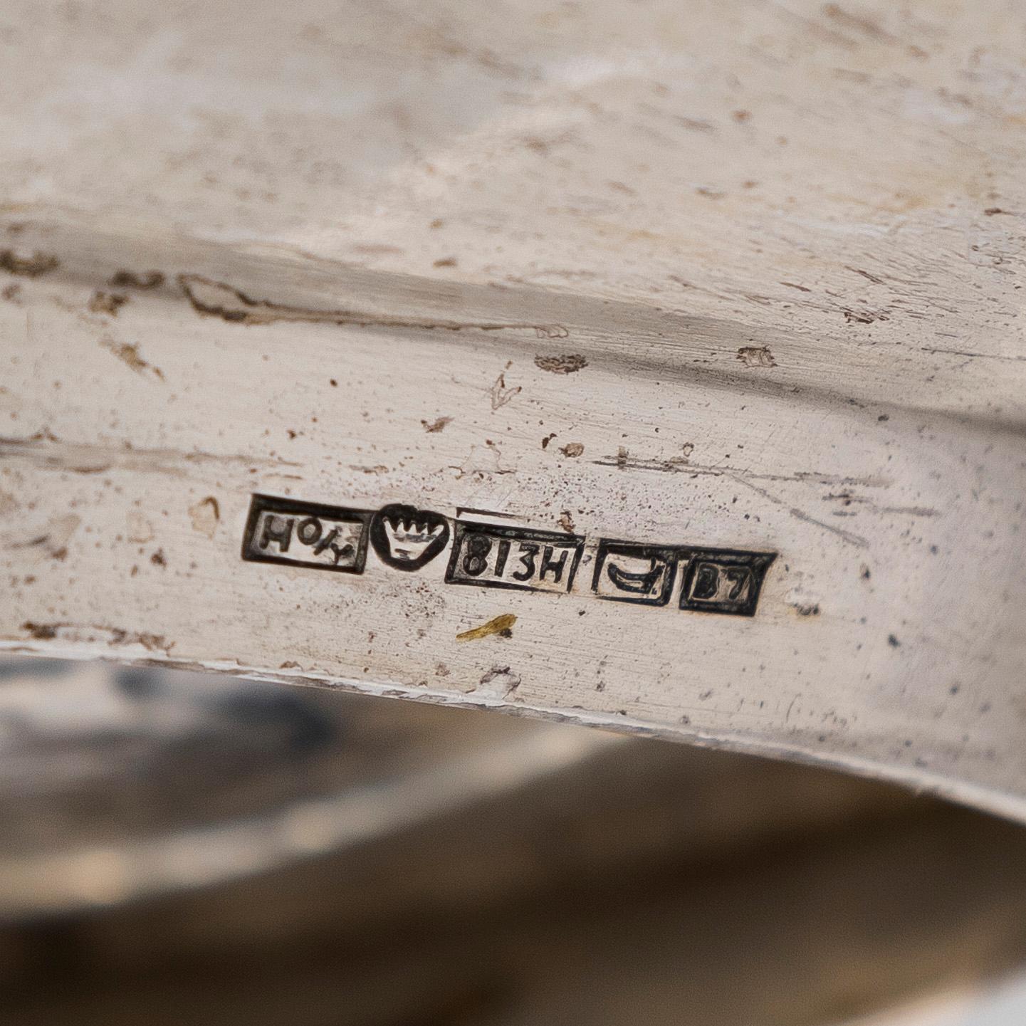 Two 1950s silver dishes, Hopeatehdas Oy, Helsingfors, 1951–55.