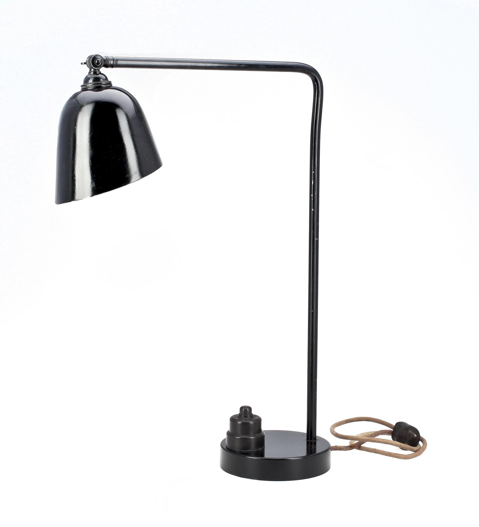 BORDSLAMPA, metall, 1930/40-tal.