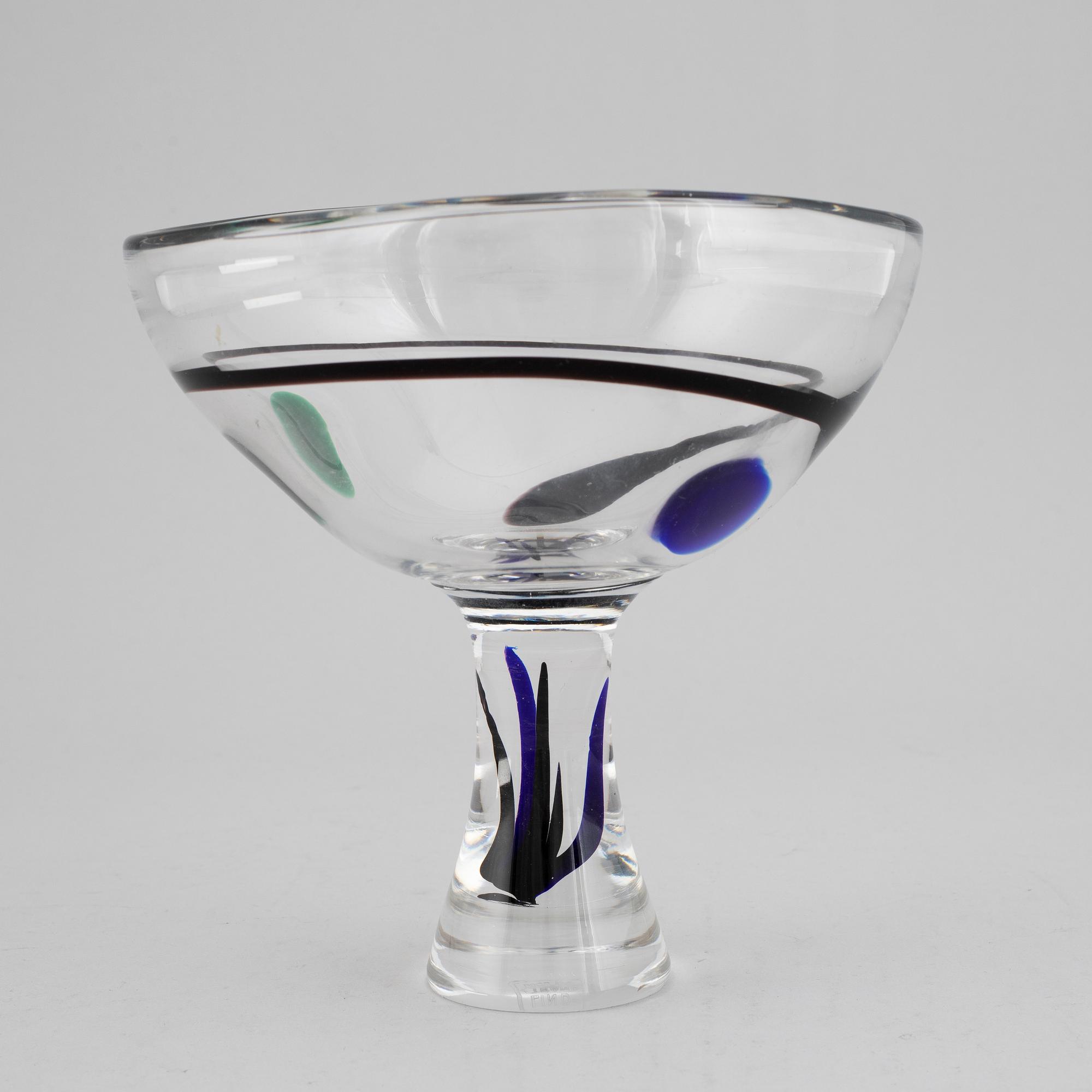 VICKE LINDSTRAND, a footed bow, glass, signed and numbered LV 2018, Kosta, Sweden.