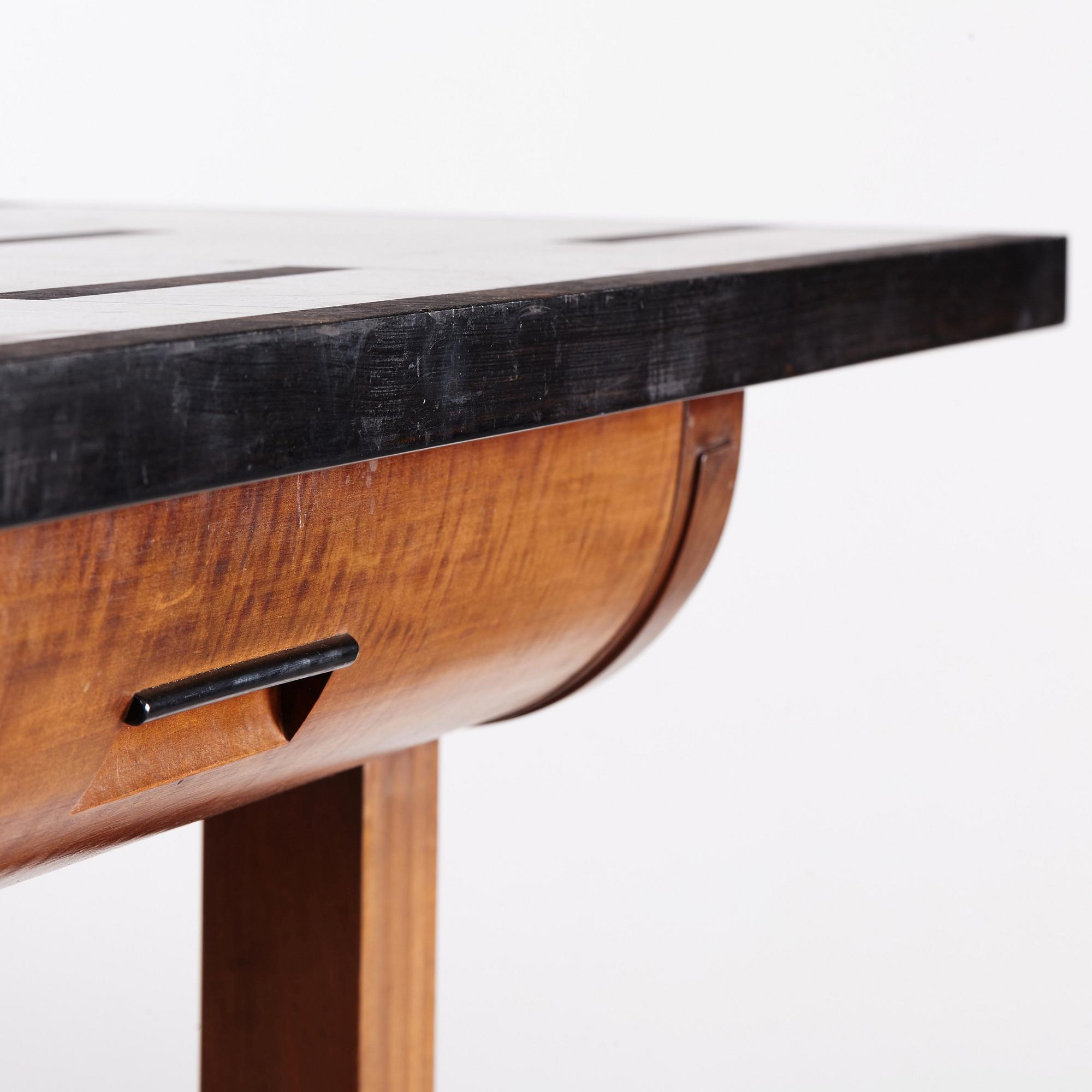 Hjalmar Jackson, A Hjalmar Jackson ebony and pearwood desk/library table, Stockholm ca 1934.