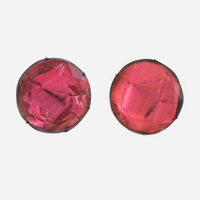 Pink paste stone earrings, 1700's.