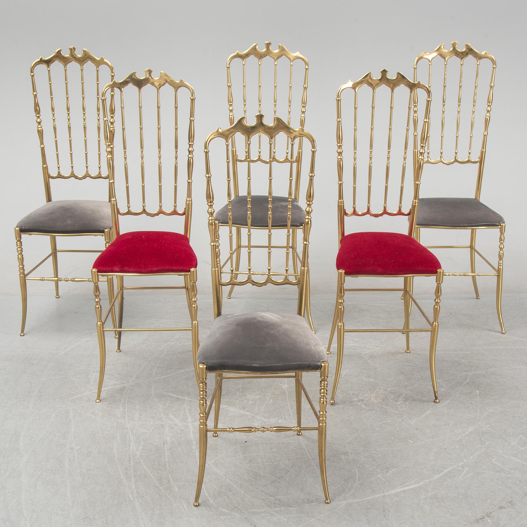 A set of six brass chairs 'Chiavari' model, Italy.