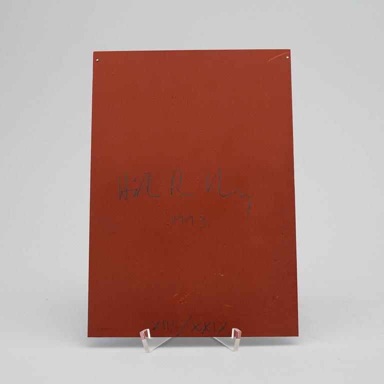 HÅKAN REHNBERG, oil on lead plate, signed, dated 1993 and numbered XIII/XXIX  on verso.