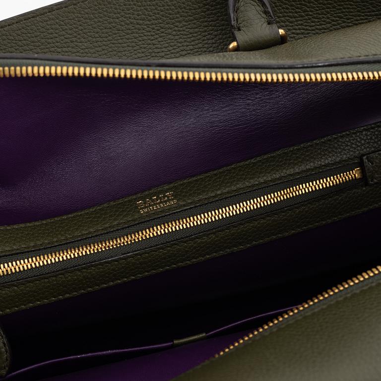 Bally, a green leather handbag.