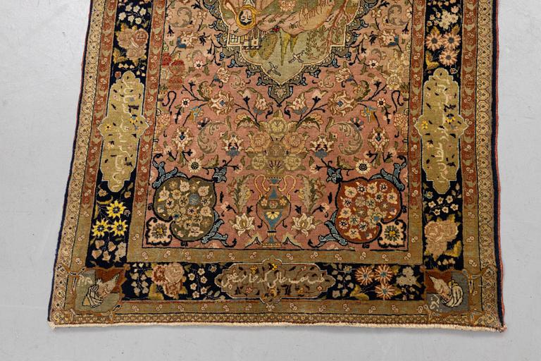 Matta, semiantik, Täbris, figural, ca 138 x 86 cm.