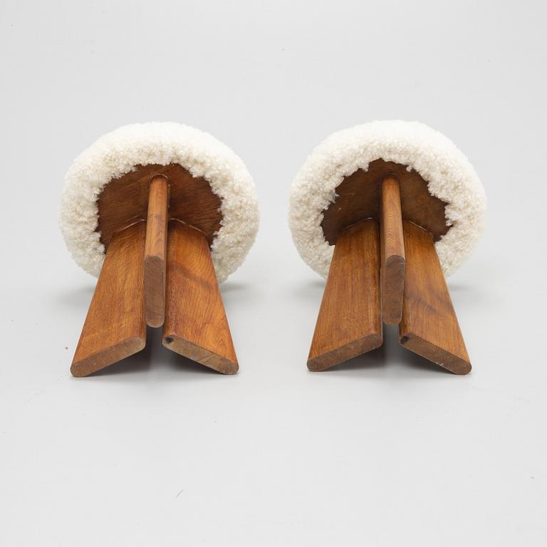 A pair of oak stools, K2, Denmark.