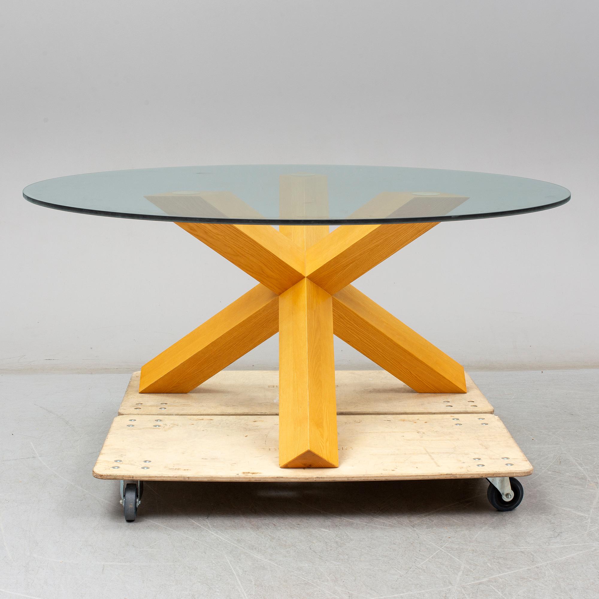 MARIO BELLINI, a 'La Rotonda' oak and glass table from Cassina. Designed in 1976.