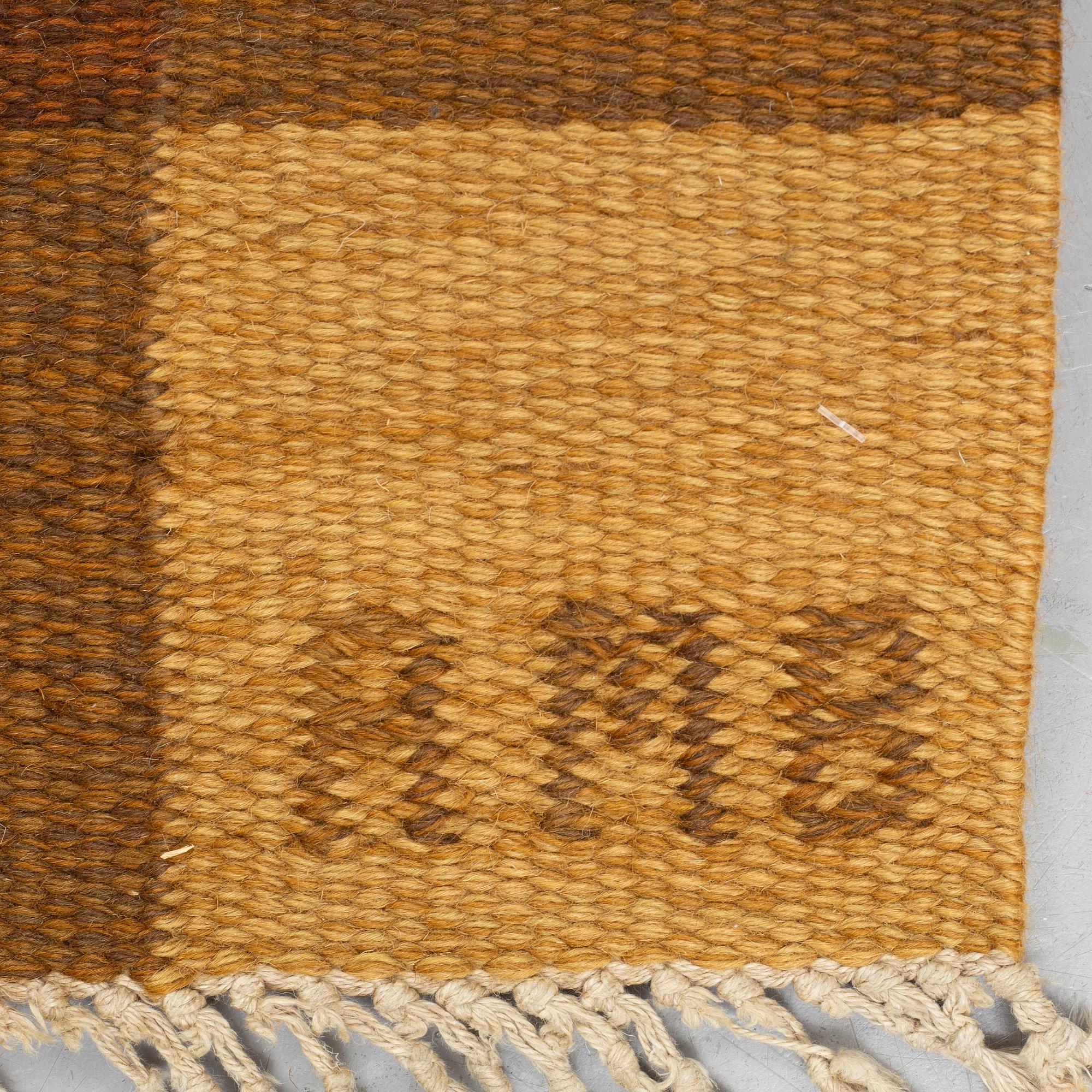 Anne-Marie Boberg, a carpet, flat weave, ca 201 x 134 cm, signed AMB.