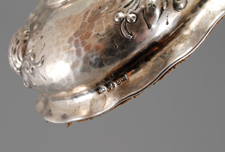 LJUSSTAKAR, ett par, silver, barockstil, C G Hallberg, Stockholm, 1947.