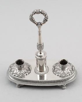 LJUSSTAKE, silver, Paris, 1800-talets första hälft. Vikt ca 350 gram.