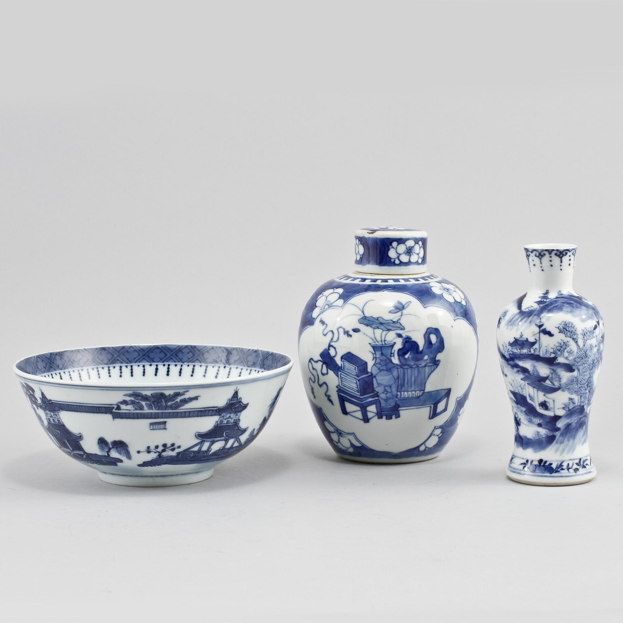 BOJAN, SKÅL samt VAS, porslin, Kina, 1800/1900-tal.