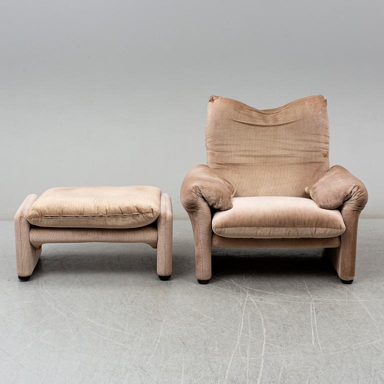 VICO MAGISTRETTI, a 'Maralunga' easy chair with foot rest, Cassina, Italy.