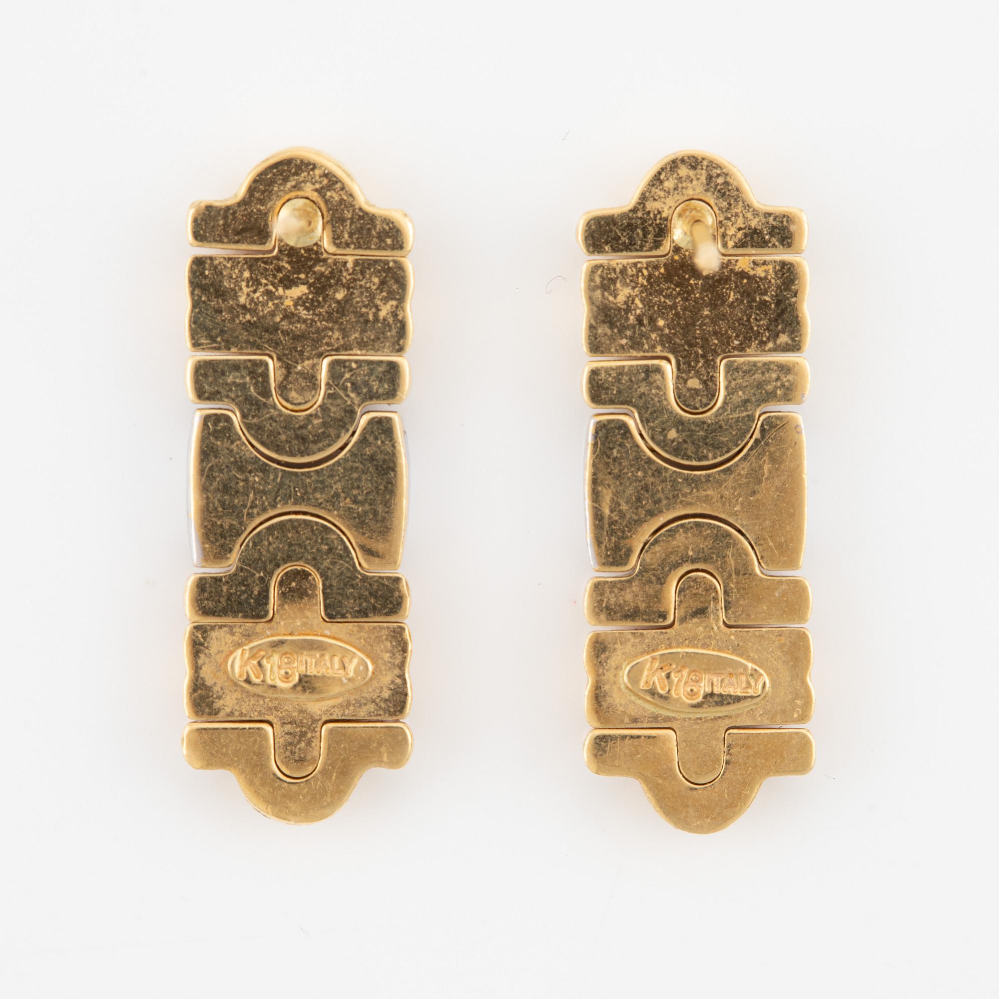 Ring samt örhängen, ett par, 18K guld, Italien.