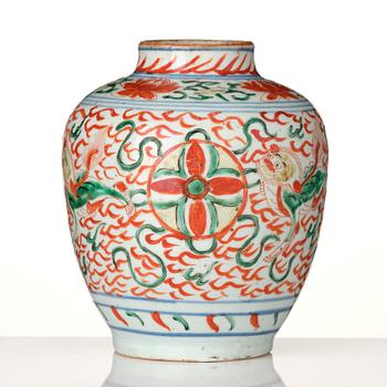 A wucai Transitional jar, 17th Century.