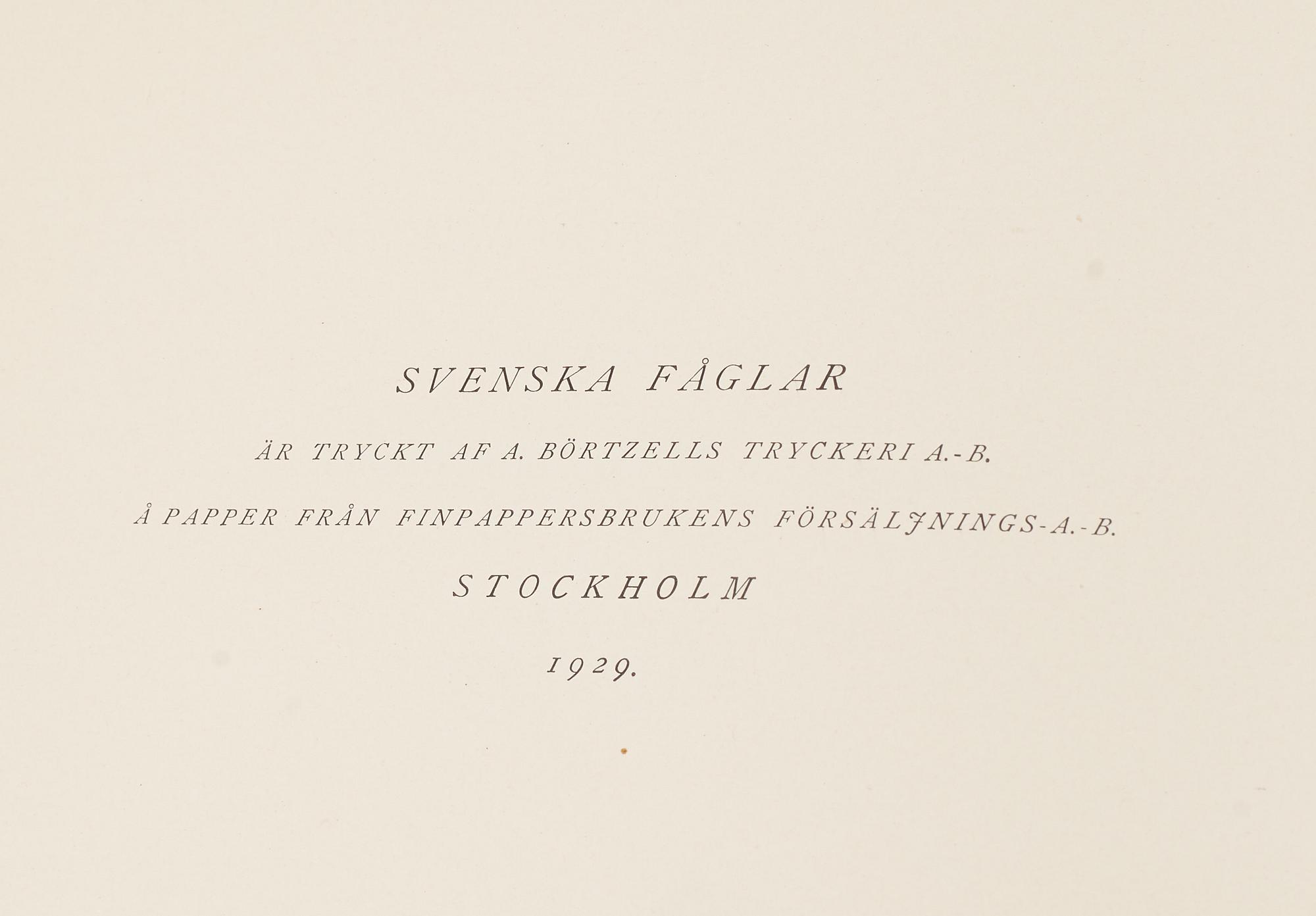 A set of three books about Swedish birds by von Wright. 1927.