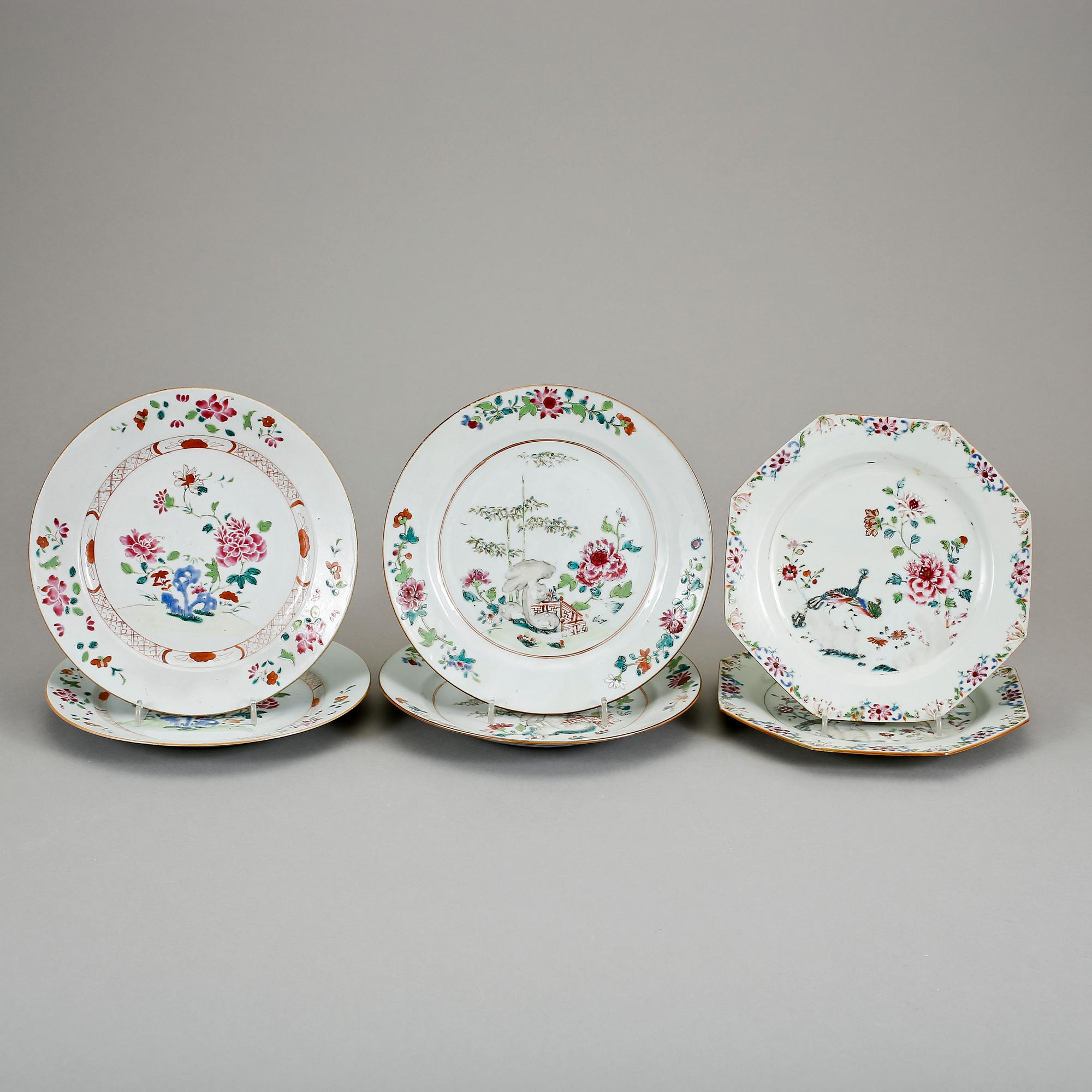 TALLRIKAR, 2+2+2, porslin, Qianlong, kina 1700-tal.