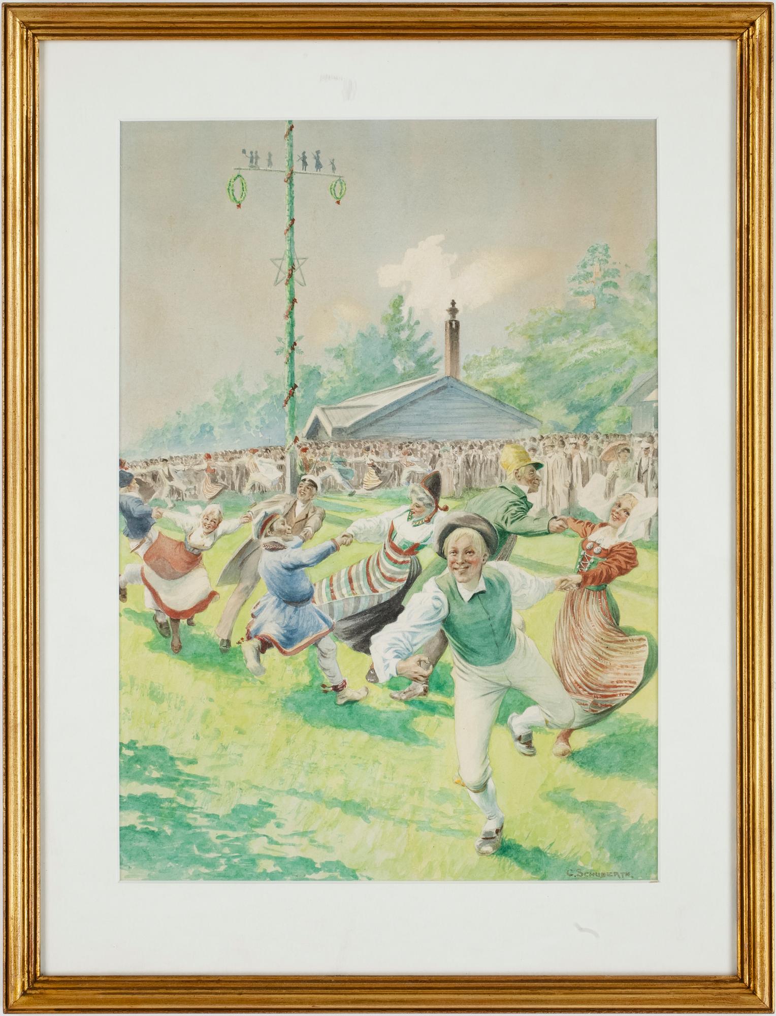 CARL SCHUBERT, akvarell, sign.